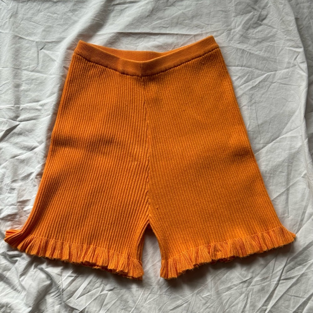 Orange Ribbed Women's Shorts